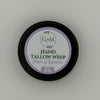 Tin of Hand Tallow Whip with lavender scent on a gray background