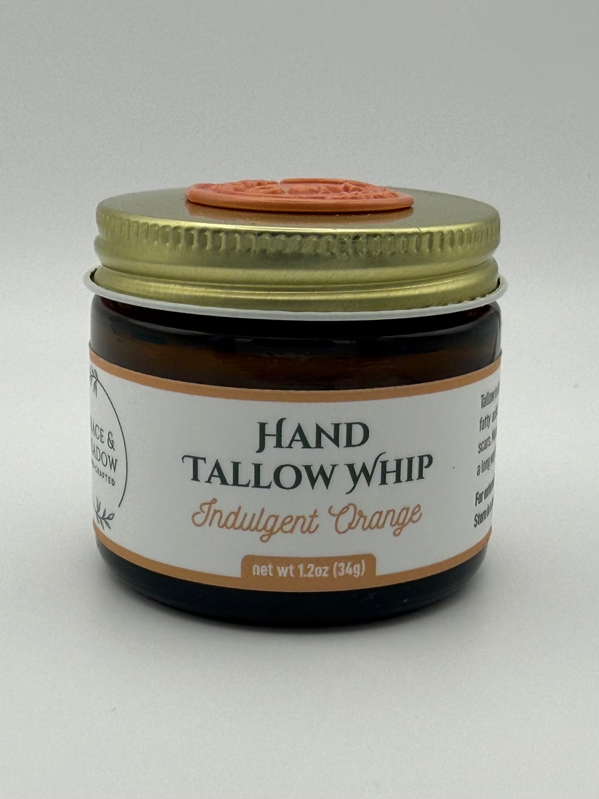 Jar of Hand Tallow Whip Indulgent Orange on a white background