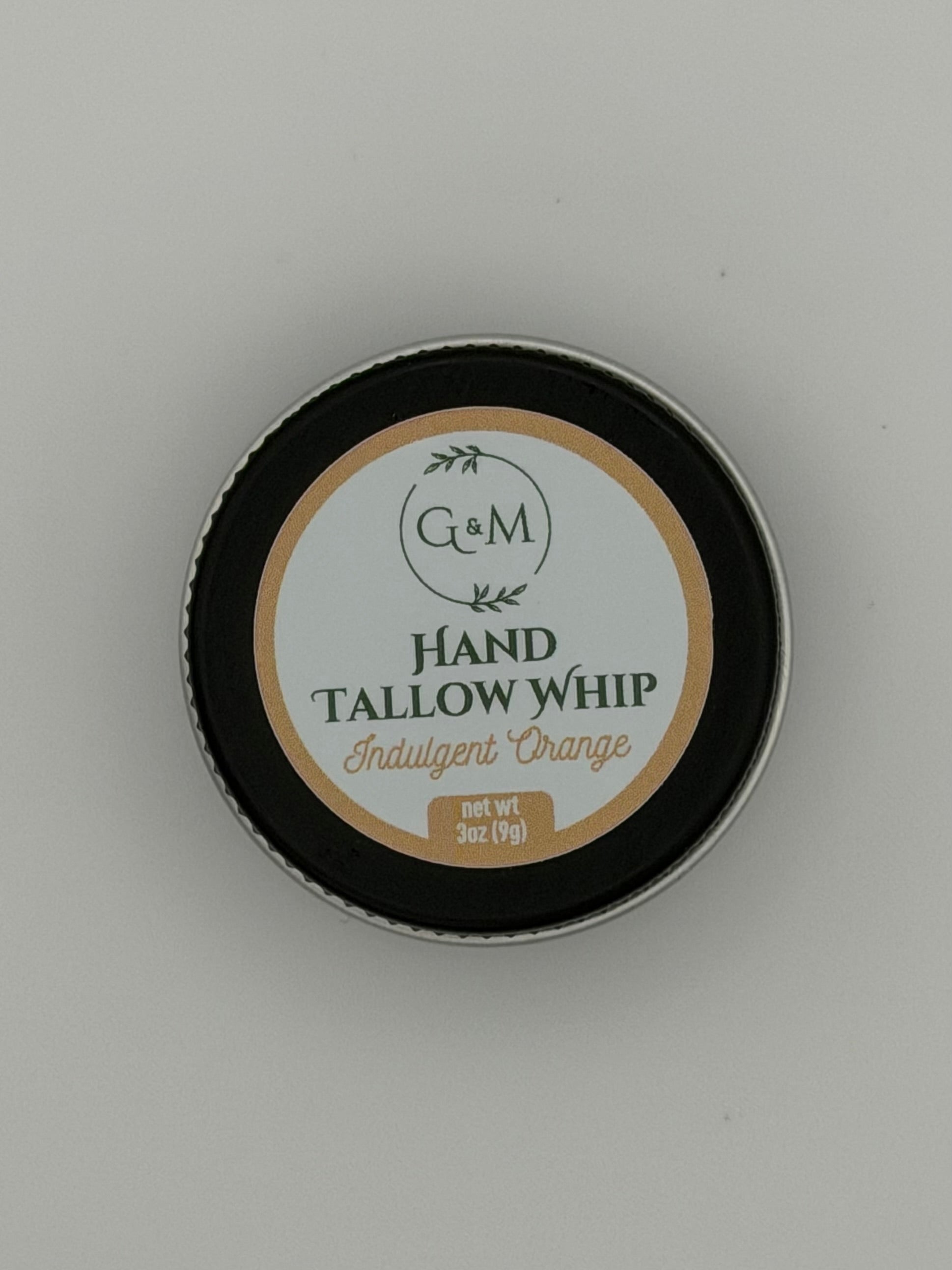 Hand Tallow Whip container with a label on a white background