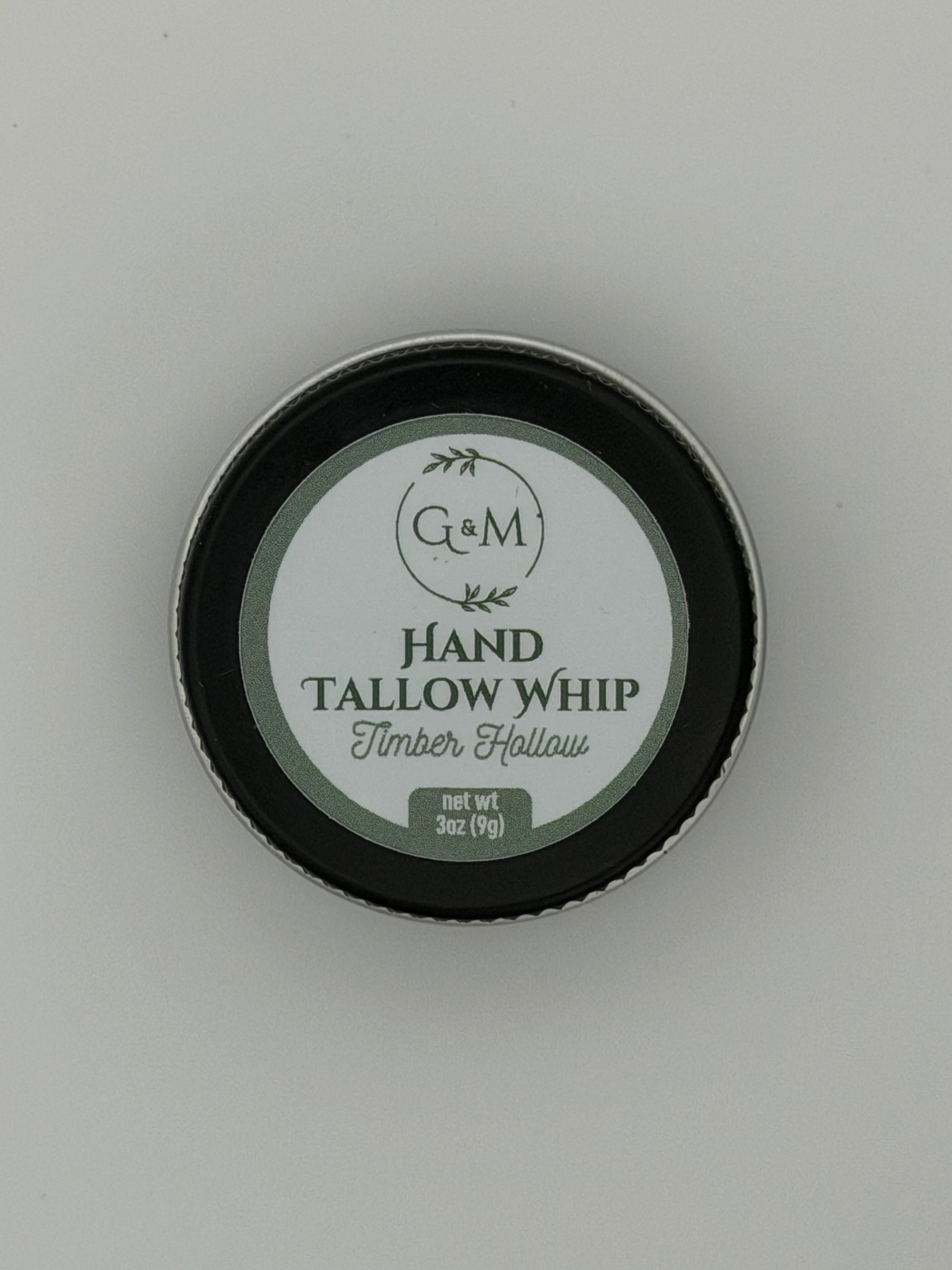 Hand Tallow Whip container with 'G&M' branding on a gray background